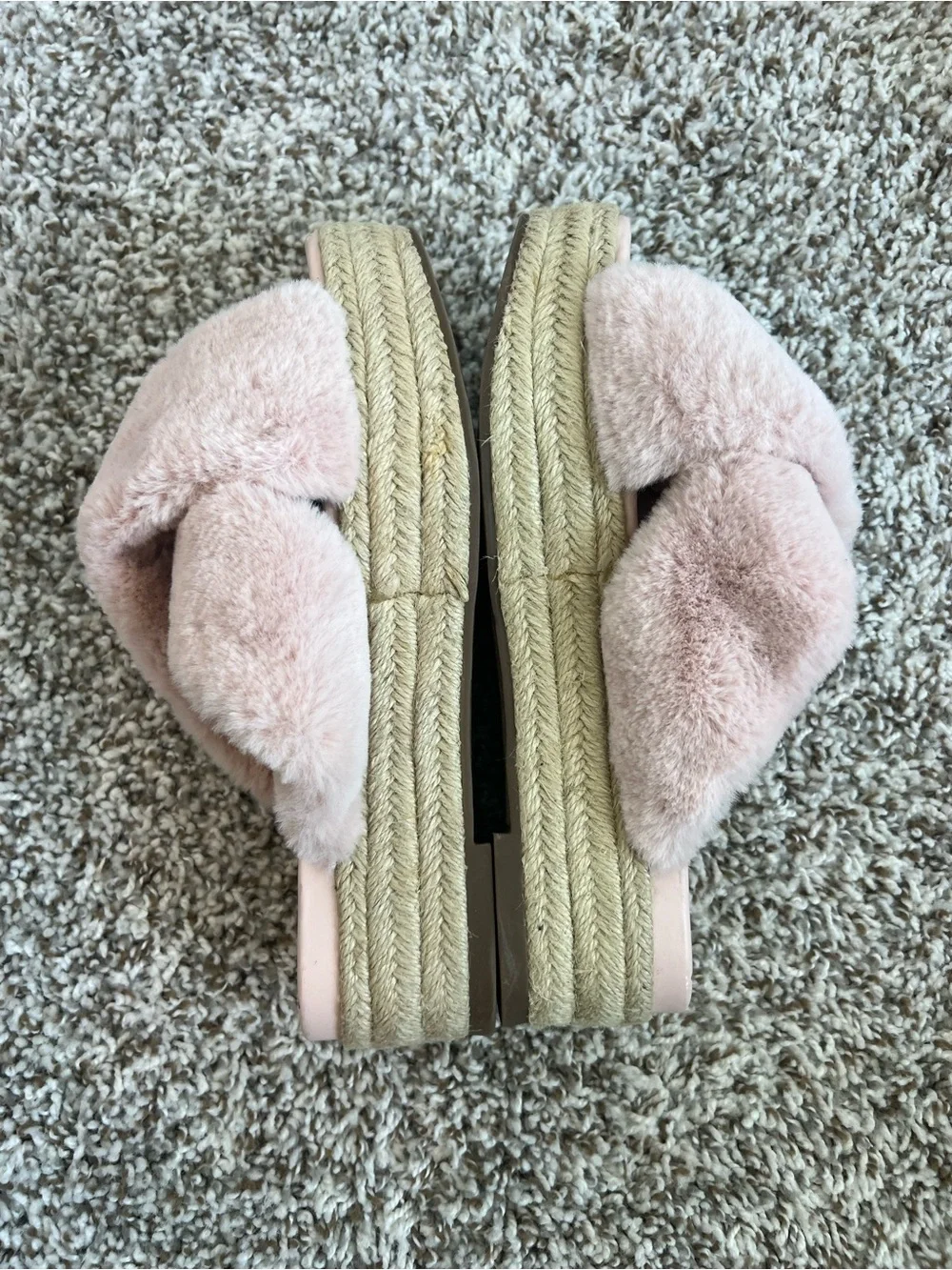 Sam Edelman Zia Faux Fur Platform Sandals Espadrilles Pink Sz 7